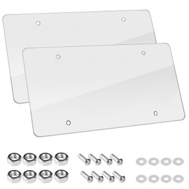 Wanheart Flat License Plate Cover Set 2 Pack White – Frameless ABS Protector for Standard 12×6 US Plates, Scratch UV Resistant Plate Cover with Screws Caps, Front Rear Car Accessories (White)