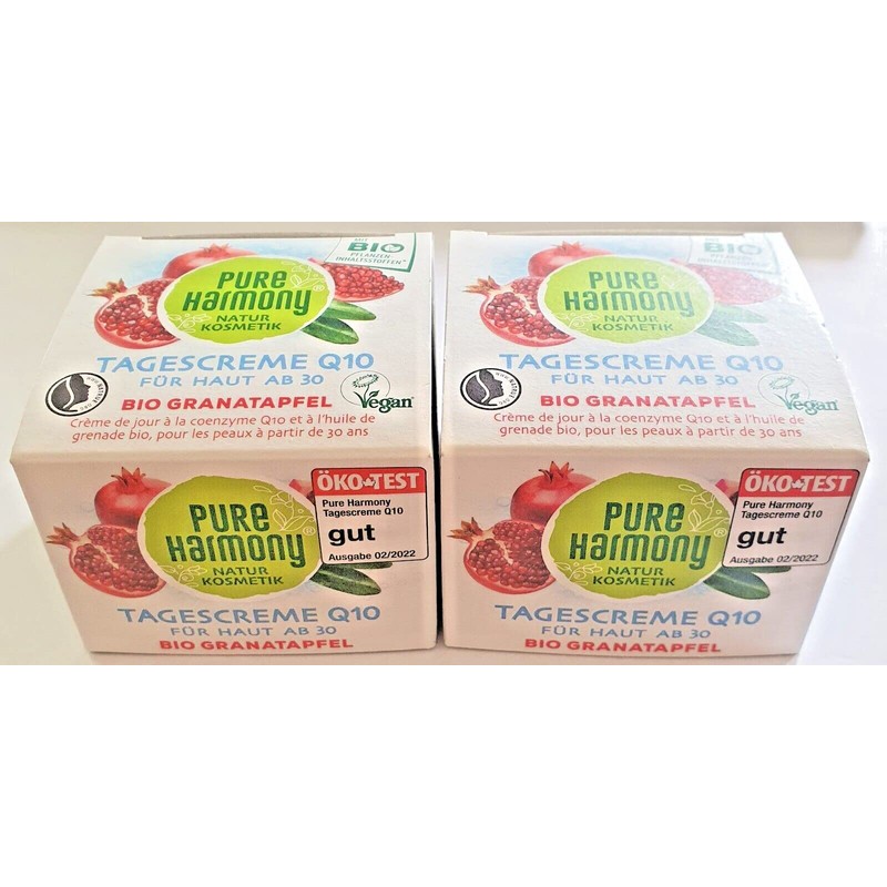 2 x Pure Harmony Day Cream Q10 Organic Pomegranate for