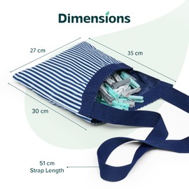 Flatro Clothes Peg Bags for Washing line Waterproof | Nylon Striped Pattern Large Peg Bag with Shoulder Strap for Ease of Use| Store up to 100 Pegs for Washing line