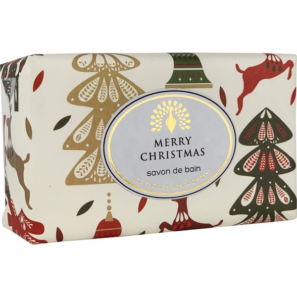 The English Soap Company, Vintage Wrapped Shea Butter Soap, Reindeer & Fir Tree - Mulled Wine, 200 g