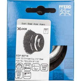 PFERD Cup Brush, Diameter 75 mm, Unbraided, 0.30 mm Steel Wire, X-LOCK Socket, 43469006 - for Quick and Comfortable Tool Change