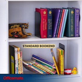 Officemate Adjustable Bookends, Expandable 4"-18", Black.