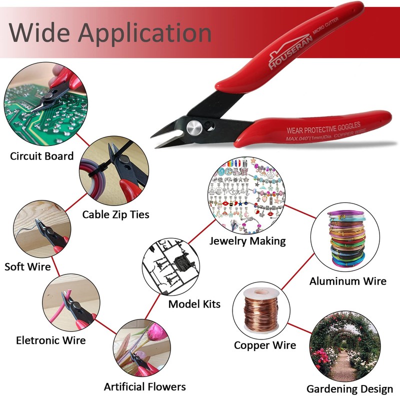 HOUSERAN 170 Wire Cutters, Small Wire Cutters, 5 PACK, 5