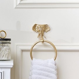 Melody Maison Metallic Gold Elephant Towel Ring