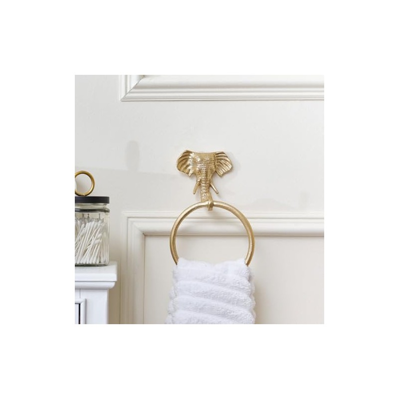 Melody Maison Metallic Gold Elephant Towel Ring