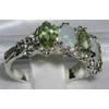 925 Sterling Silver Real Genuine Peridot and Opal Womens Eternity