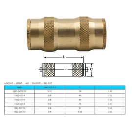 Legines DOT Brass Push in Fitting Air Brake Union 5/8" Tube OD (Pack of 2)