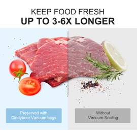 Cindybear 200pcs Vacuum Sealer Bags, Quart 8"x10" Food Saver Bags, Pre-cut Commercial Grade Vac Bags for Food Storage, BPA Free, Heavy Duty, Meal Prep or Sous Vide Cooking