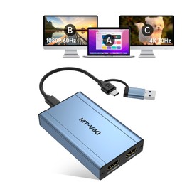 MT-VIKI HDMI Splitter Extended Display for Dual Monitors/Multi-Monitor, USB 3.0 & USB C Adapter to HDMI for Mac and Windows, 4K@30Hz & 1080P@60Hz