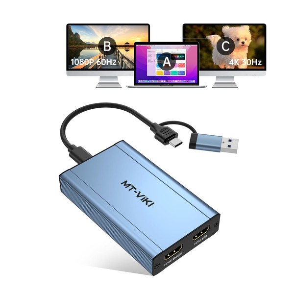 MT-VIKI HDMI Splitter Extended Display for Dual Monitors/Multi-Monitor, USB 3.0