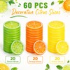 60 Pcs Artificial Lemon Slices Fake Fruit Props Yellow Green