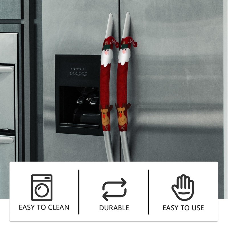 VICASKY 4pcs Christmas Refrigerator Handle Easy to Use Hook and