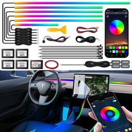 Dreamcolor Acrylic Interior Car LED Strip Light,RGB 18 in 1 Ambient Lighting Car with Wireless APP,175 Inches 600 LED Music Sync Car Led Lights Kits,16 Million Car Interior Lights