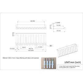 QiaoYoubang Wall Mount Cable Hanger Cable Rack Organizer Holder with 11 Slots or Cord Management Cable Storage (9INCBH)