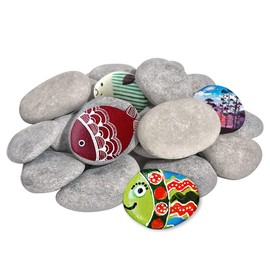 DALTACK 20 Pcs Large Rocks for Painting, Natural River Rocks, Flat River Rocks, 2-3 Inches Stones for Arts & Crafting