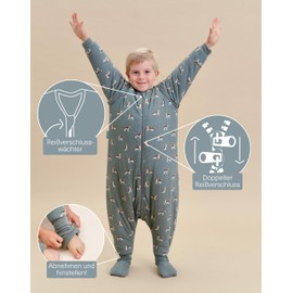 molis&co. Baby Sleeping Bag with Feet, Removable Sleeves and Socks. 2.5 TOG. Ideal for Transitional Periods and Winter. 100% Cotton (Oeko-Tex 100). (Beagle, 80 cm (2 Years))