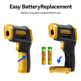 Infrared Thermometer -58°F ~1832°F(-50°C ~ 1000°C), Temperature Gun for Cooking, Laser IR Surface Tool for Pizza Oven, Meat, Engine, Accessories, with 3 Adjustable Emissivity Max Min Avg Measure
