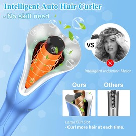 Auto Hair Curler, Automatic Curling Iron Wand with 4 Temperatures & 3 Timers, Curling Iron with 1" Large Rotating Barrel, Dual Voltage Auto Shut-Off Spin Iron for Hair Styling