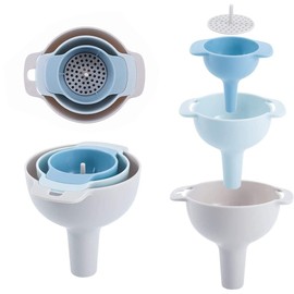 4 in 1 Kitchen Funnels for Filling Bottles, Kitchen Funnels with Detachable Strainer Filter, Free Food Grade Oil Funnel, Suitable for All Kinds of Solid Food and Liquid