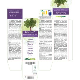 Rhubarb (Rheum palmatum or Rheum officinale) Roots and Rhizomes Alcohol-free Mother Tincture Naturalma Liquid Extract Drops 120 ml Dietary Supplement Vegan