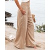 Vansha Women Summer High Waisted Cotton Linen Palazzo Pants Wide