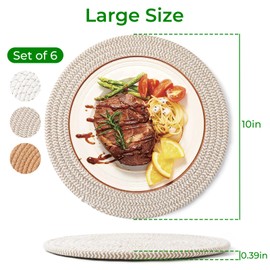 Large Trivets for Hot Dishes, Pots and Pans, Hot Pads 10 Inches 6 Pcs, Pot Holders for Kitchen, Heat Resistant Mats Protect Countertops, Kitchen Essentials Farmhouse Decor (Mix Brown)