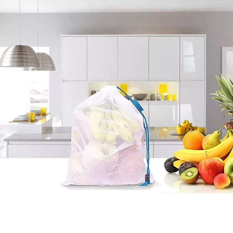 VERALY.MX Set 12pzs Bolsas Ecológicas Reutilizables Malla Lavables Para Guardar