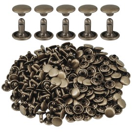 ciciment 100 Set Leather Rivets 9 * 9mm Double Cap Tubular Copper Metal Studs for DIY Leather Craft Clothes Bag Shoes Decoration(Antique Bronze)
