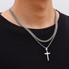 Fiusem Cross Necklace Chain for Men, Silver Tone Mens Cross