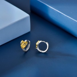 Owl Earrings 925 Sterling Silver Owl Hoop Earrings Gold Owl Hypoallergenic Owl Earrings Jewelry Gifts for Women