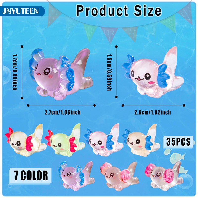 35 Pcs Mini Resin Axolotl, Mini Resin Animals Miniature Axolotl