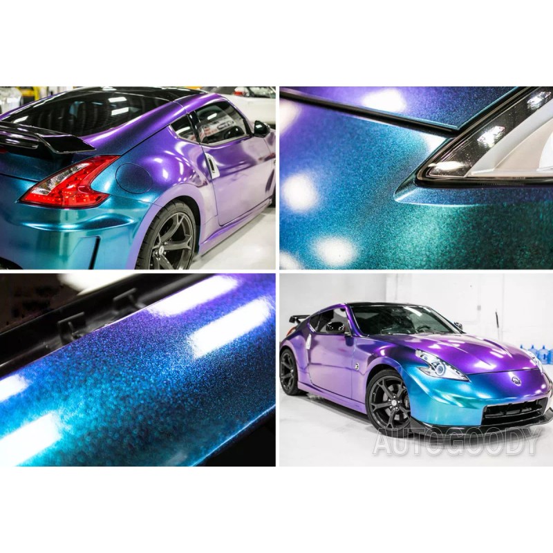AUTOGOODY 48" x 60" Gloss Metallic Chameleon Purple Teal Vinyl