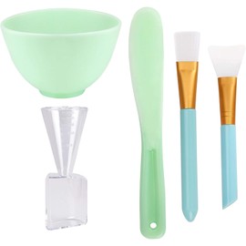 Juego de cuencos para mezclar mascarillas 5 en 1 Herramientas de belleza DIY Incluye aplicador mascarillas faciales silicona, varilla para mezclar, cepillo, cuenco y taza medidora para mujer