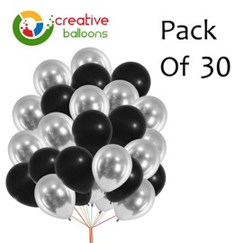 Black Silver Balloons Color Combination 12 Inch Silver Black Balloons Colourful Party Balloons Set for Birthday Anniversary Wedding Balloons Decorations Supplies 30 Pack