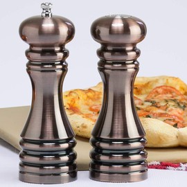 Chef Specialties 7 Inch Burnished Copper Pepper Mill and Salt Shaker Set