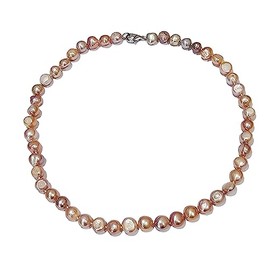 Treasure Bay Elegant Womens Pearl Necklace 8-9mm Baroque Freshwater Pearl Necklace for Ladies Girls: White, Pink, Grey, Black, Green, Deep Red (Purple)