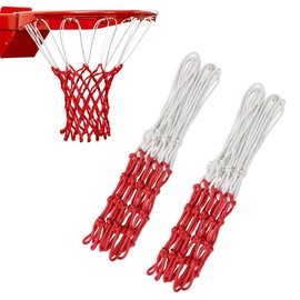 COYUN 2 Stück Profi Basketballnetz, Basketball Netz wetterfest,Basketball Ersatz Netz, Polyester 3 Farbig Basketball-Netz Für Standard Indoor Oder Outdoor Basketballkorb (12 Schlaufen)
