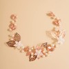 Deniferymakeup White Flower Headband Leaf Hair Vine Pearl Hair Piece