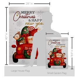 Angeleno Heritage Santa Ride Garden House Flag Kit Wintertime Christmas Marry Xmas Present Reindeer Season Snow Decoration Banner Small Yard Gift Double-Sided, Made in USA