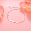 DAOCHONG S925 Sterling Silver Religious Cross Bracelet In Faith Hope