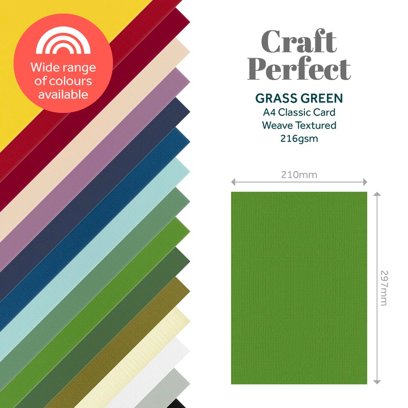 Craft Perfect Classic Card - Grass Green - Weave Textured