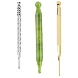 ESJNNK Ear Urn Stick, Set of 3, Press Point Stick, Knock Type, Ear Urn Stick, Face Roller, Press Point Stick, Face Massage Stick, Lightweight, Spring Type, Round Tip, Position Check