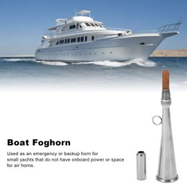 Manual Portable Air Horn, 304 Stainless Steel Fog Horn, Loud Signal, Whistle, Removable Mouthpiece, Marine Accessories, Emergency or Backup for Small Yachts