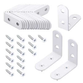 Litorange L-shaped fittings white 40*40*16mm 16 pieces with screws thickness 2mm L-angle bracket shelf support reinforcement joint hardware