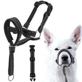 Voarge Training Harness Dog Halter Pet Muzzle, Easy Adjustment, Lightweight, with Padded Noseband, Dog Mouth Guard Training Holder Prevents Barking, Biting and Chewing, XL