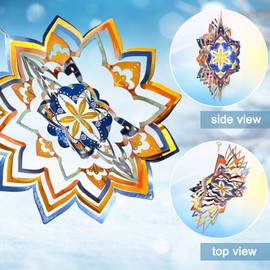 Eiryhope Mandala Wind Spinner Starry Sky - 12-Inch 3D Kinetic Hanging Sculpture, Laser Cut Stainless Steel Wind Spinners, Rust-Proof Metal Garden & Yard Art Decor, Indoor/Outdoor Décor, Worth Gift