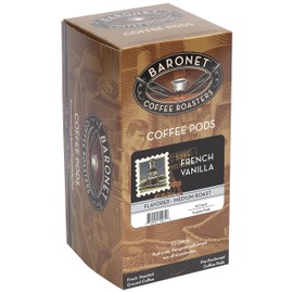 Baronet Coffee Pods [French Vanilla-54 Pods] Flavored Single Cup Use, Like Senseo [3 Boxes of 18 Single Serve 10 Gram] Regular Strength, Medium Roast [French Vanilla]