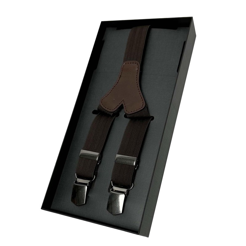 Lloyd Braces 25 mm Plain Leather Back Clips 40 Brown,