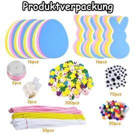 ZDQC 486 Pieces Easter Eggs Craft Set, DIY Easter Decoration Craft Set, Easter Crafts Children, Pendant Rabbit Easter, Easter Rabbit Crafts, Foam Rubber Craft Set Easter, Easter Decoration Crafts