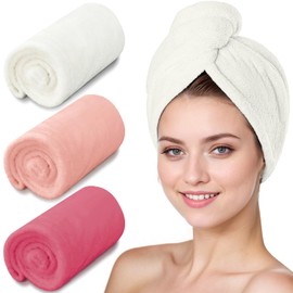 YHPDYL 3 PCS Microfiber Hair Towel, Hair Wraps for Women Wet Hair, Hair Turban for All Hair Style Anti Frizz, Large Hair Drying Towel with Button